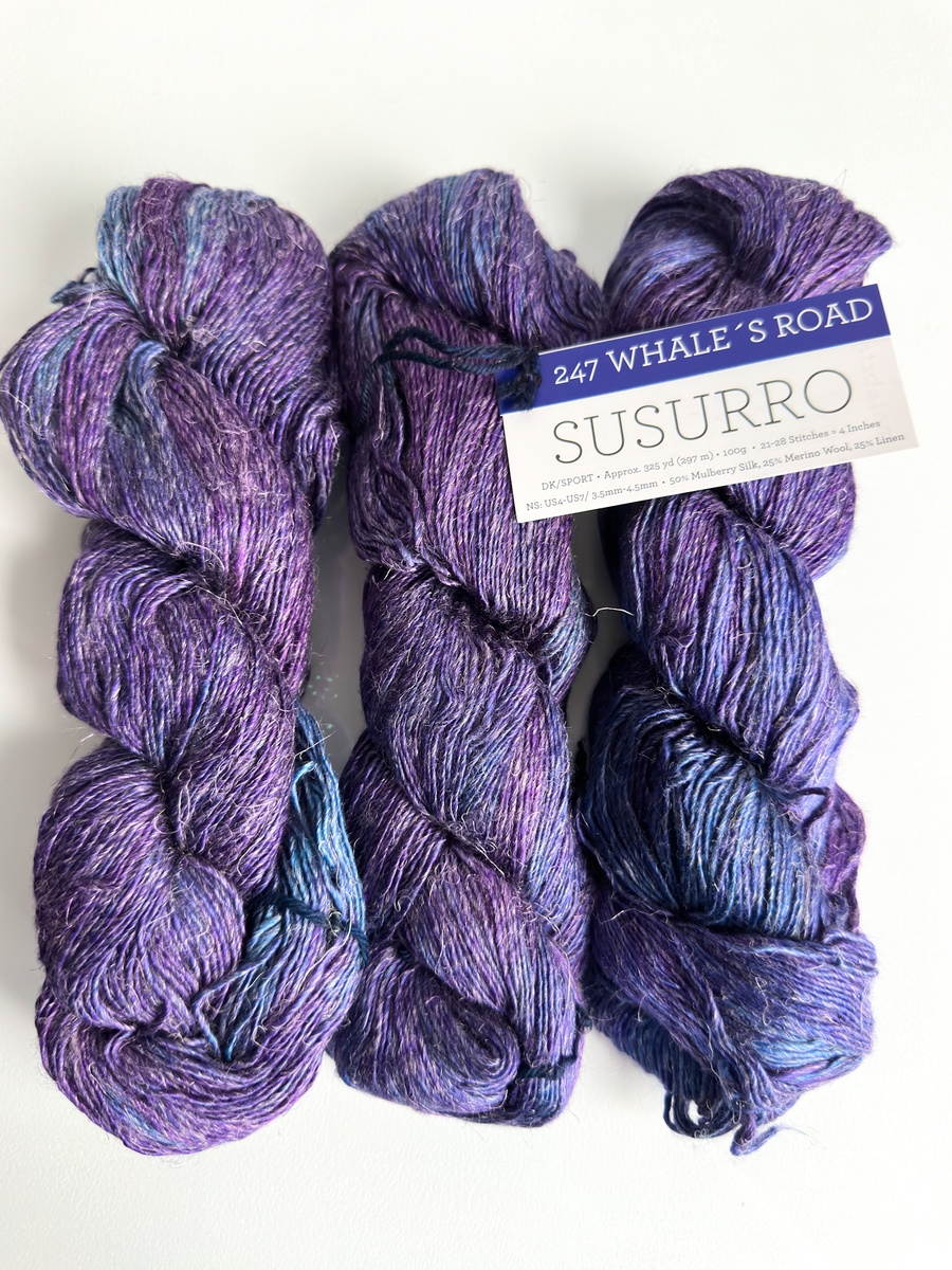 Ręcznie farbowana włóczka Malabrigo SUSURRO jedwab, len i merynos SUS247 WHALES ROAD