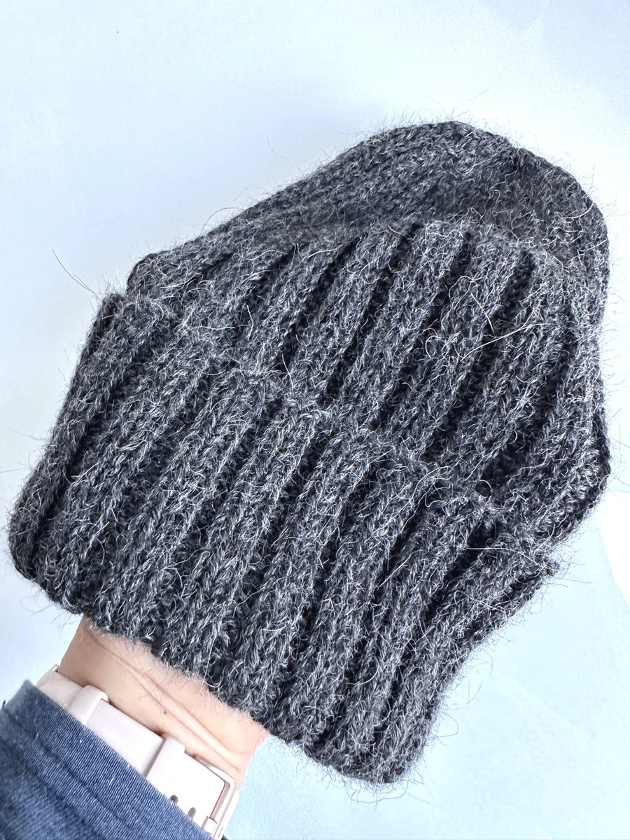 LAURIN Turn-Up Alpaca Beanie 506 Dark Grey