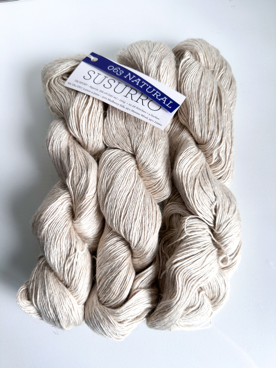 Ręcznie farbowana włóczka Malabrigo SUSURRO jedwab, len i merynos SUS063 NATURAL