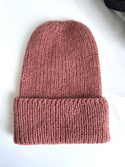 AUREA – ręcznie robiona czapka beanie baby merino + moher i jedwab dziecięca/damska 48/33 Blush