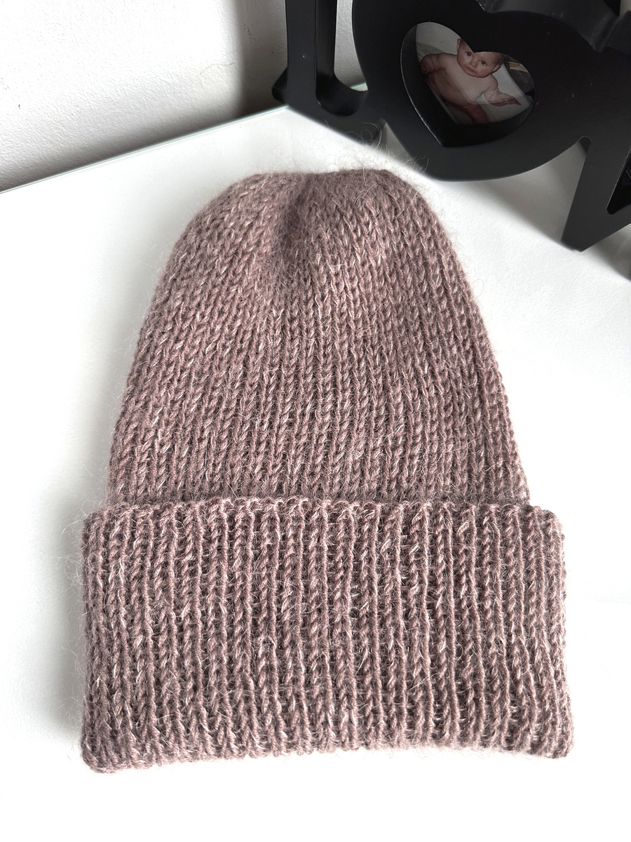AUREA – ręcznie robiona czapka beanie baby merino + moher i jedwab damska / dziecięca 17/41 Beż