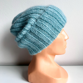 MARGARET – ręcznie robiona czapka wywijana alpaka + moher i jedwab 2917/58 Turkusowy