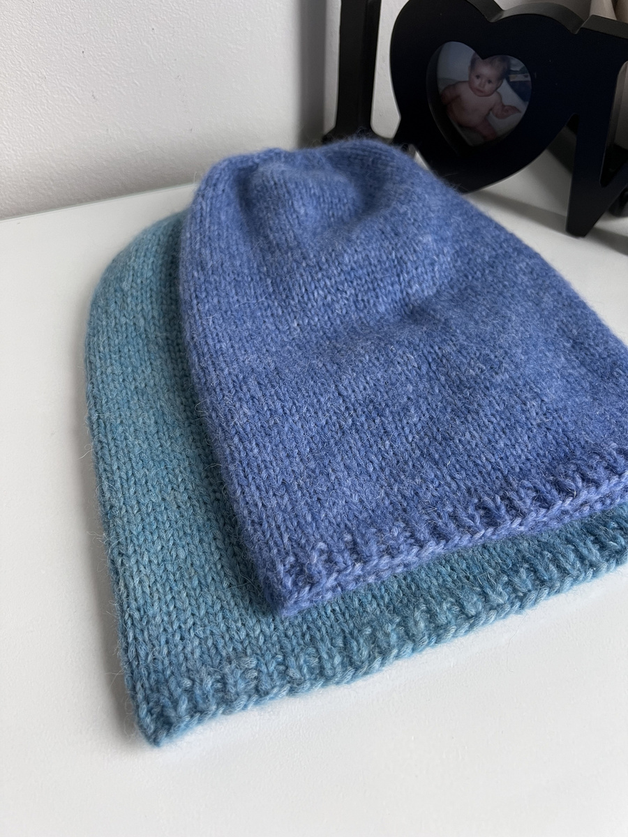 Ręcznie robiona czapka hand made CHMURKA Alpaka 16 Niebieski