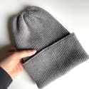 VARELLA Turn-Up Merino Wool Beanie 19 Grey 100% Baby Merino