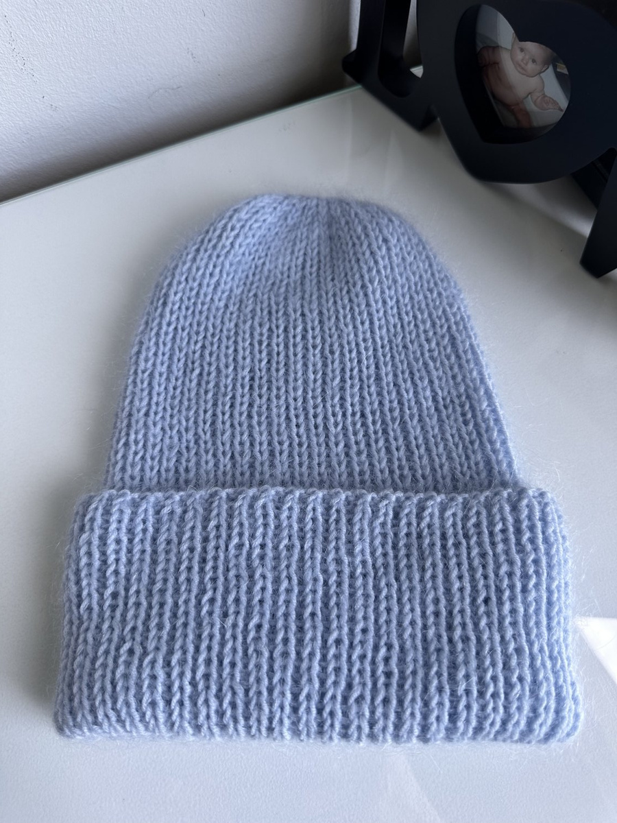 AUREA – ręcznie robiona czapka beanie baby merino + moher i jedwab damska dziecięca 53/07 Rosa