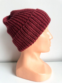NANA – czapka beanie wywijana z wełny baby merino 51 bordowy jesienno-zimowa
