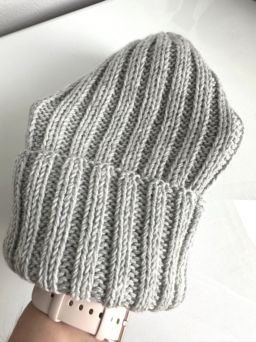HELLI – czapka beanie wywijana 100% baby merino 22 Jasny Szary