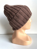 HELLI – czapka beanie z wełny baby merino 52 Czekolada, wywijana, jesienno-zimowa, unisex