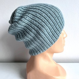 NANA – czapka beanie z wełny baby merino 43 jasny morski