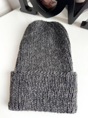 KIARA Turn-Up Beanie 100% Alpaca 506 Dark Grey