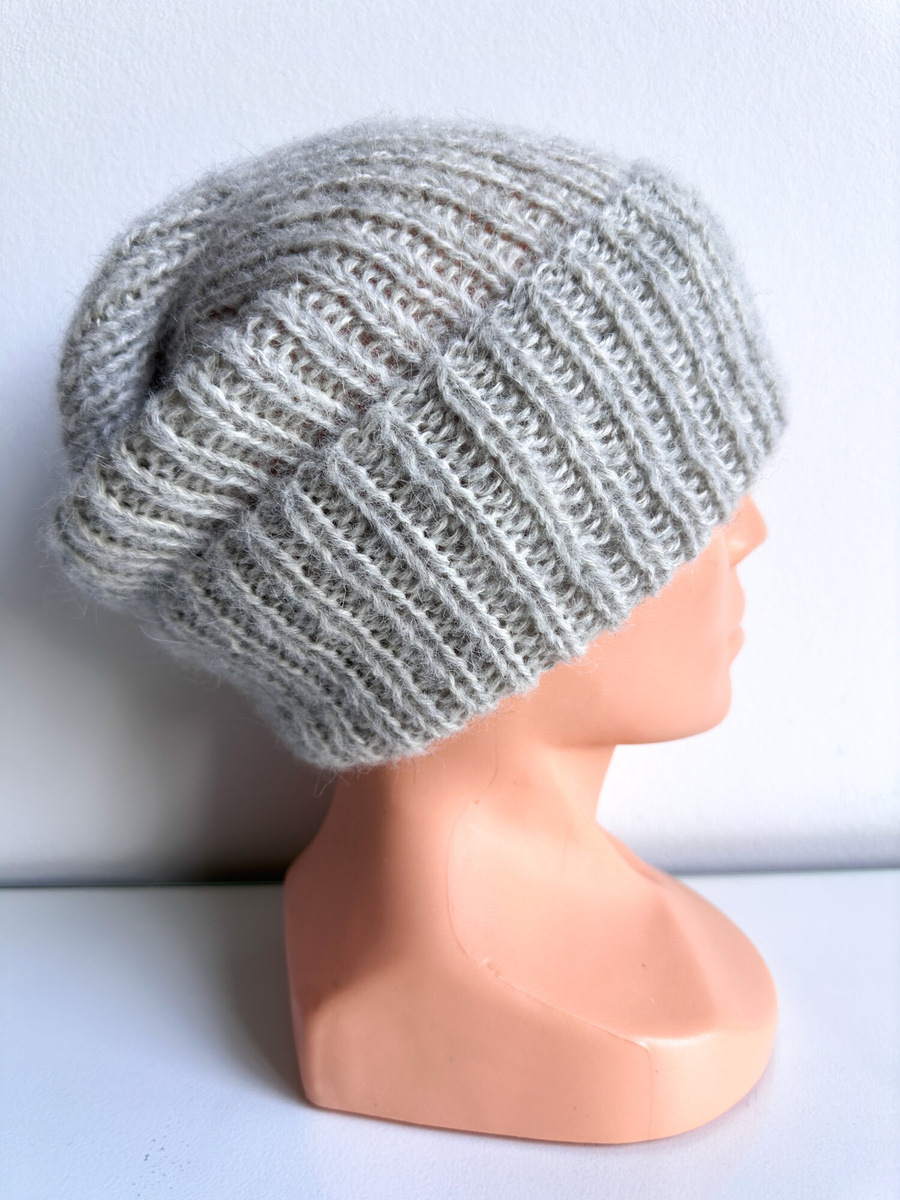 MORGANA – czapka damska alpaka + jedwab z wywinięciem 9020/35 Perłowy szary