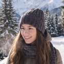 NELLI – ręcznie robiona czapka merino beanie 31 Nocny Las szara zimowa