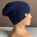KIARA – czapka z alpaki damska 100% alpaka 5575 granatowy beanie zimowa