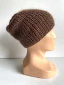 Handmade women's hat AUREA 100% baby merino plus mohair and silk 52/35 Milk chocolate
