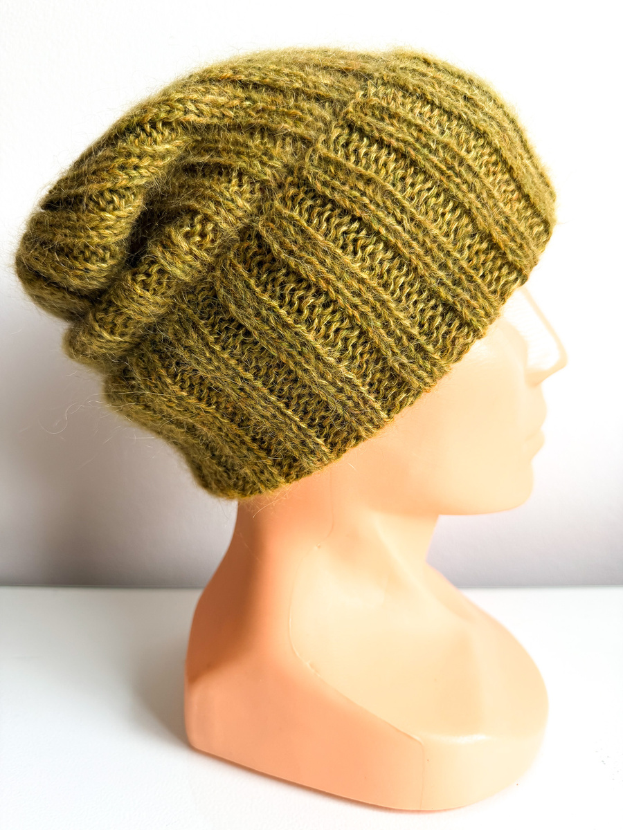 MARGARET Handmade Beanie Alpaca Mohair and Silk 7233 Olive