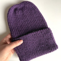 KIARA – czapka z alpaki damska 100% alpaka 4400 ciemny fiolet, zimowa wywijana