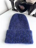 AUREA – czapka beanie handmade baby merino + moher i jedwab 13/28 Granatowy