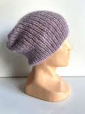 Handmade women's hat AUREA 100% Baby Merino plus mohair and silk 39/09 Purple Orchid