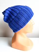 ELLI – ręcznie robiona czapka merino beanie 24 Kobalt wywijana