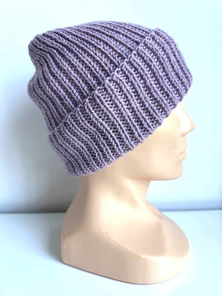 Czapka wywijana NANA 100% Baby Merino 39 Fioletowa Orchidea